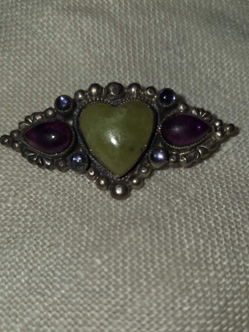 Rare Vintage Leo Feeney for Don Lucas Sterling Silver Cluster Heart Brooch / Pin
